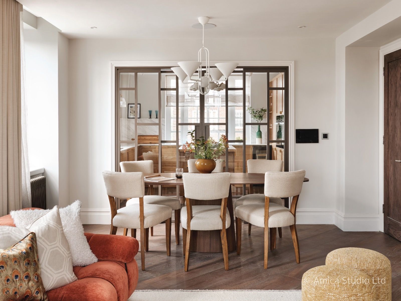 Dining room with crittall glazing