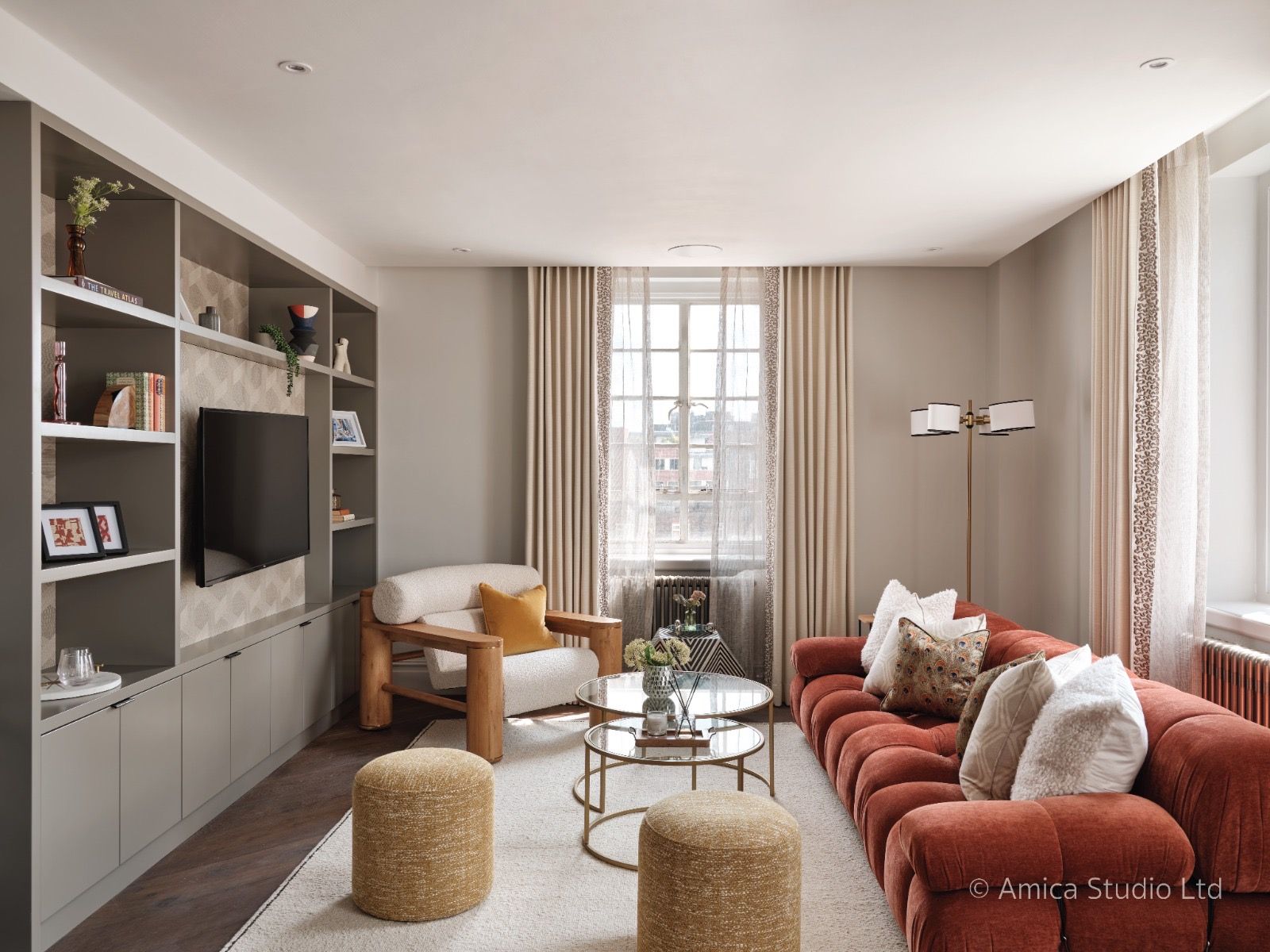 Living room in a completed prime London refurbishment